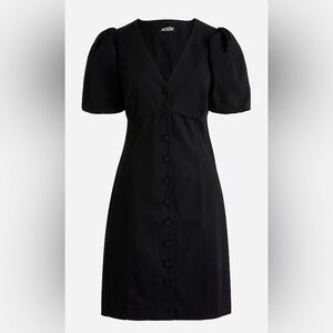 J. crew Black Button Front Puff Sleeve Mini Dress Size 2